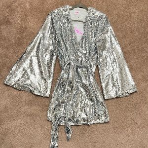 NWT| Buddy Love | Lynlee Silver Sequin Wrap Dress | Medium